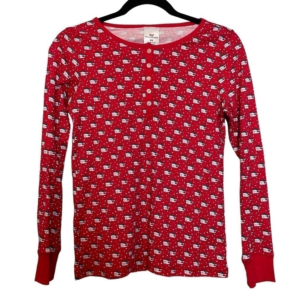 Vineyard Vines Christmas Henley Style Sleepwear 100%Prima Cotton Top Sz.XS